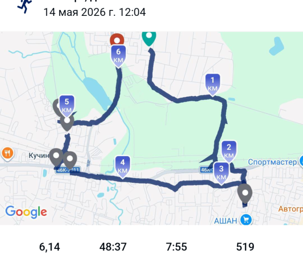 Пробежка 14 мая 2026
