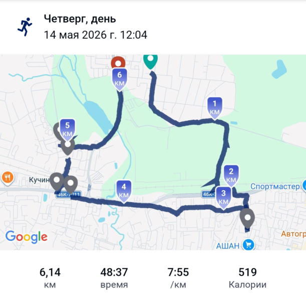 Пробежка 14 мая 2026