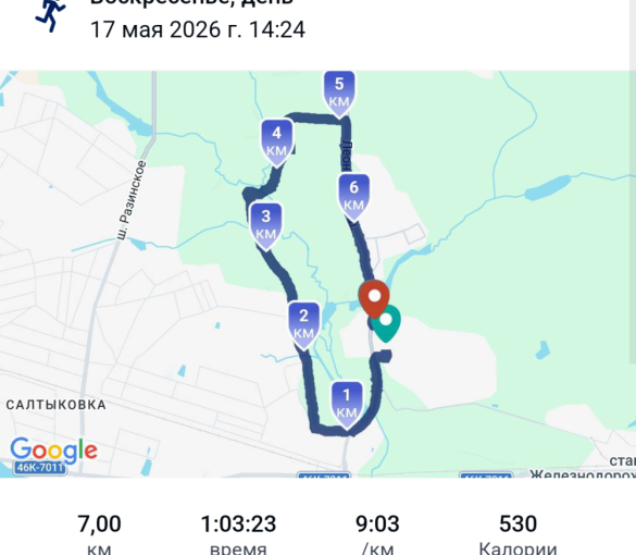 Пробежка 17 мая 2026